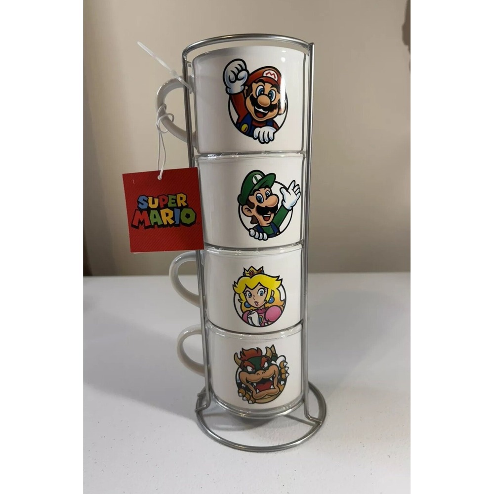 Nintendo  Stacking Cup Set of 4 Super Mario Cup Rack Holder Official Nintendo